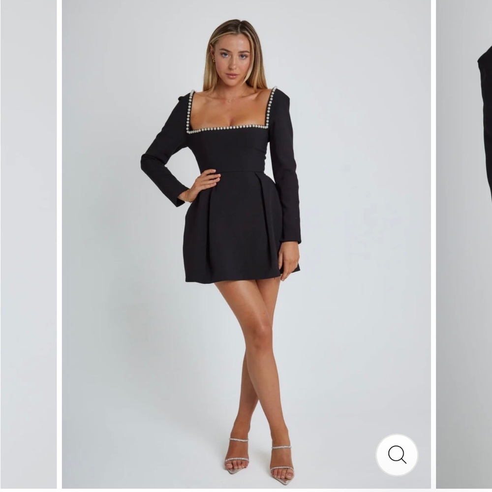 Elegant Black Dress with Pearl Detailing